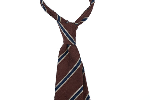 Chocolate Blue Striped Shantung