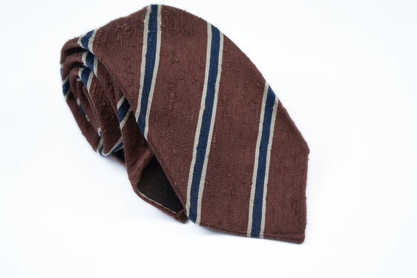 Chocolate Blue Striped Shantung