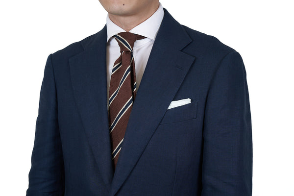 Chocolate Blue Striped Shantung