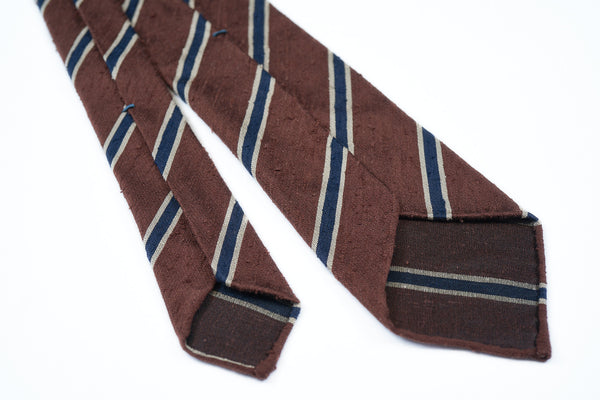 Chocolate Blue Striped Shantung