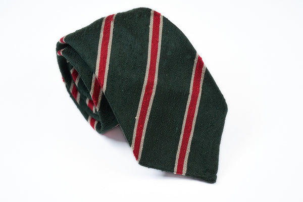 Green Red Striped Shantung