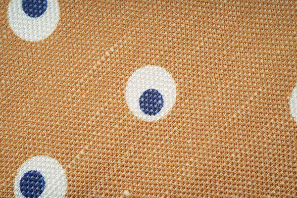Mustard-White Circles Silk Linen