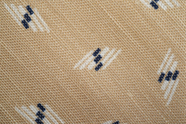 Beige with White Motif Silk Linen