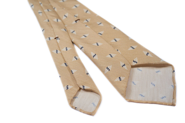 Beige with White Motif Silk Linen