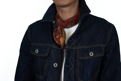 Red Peacocks Block Print Neckerchief