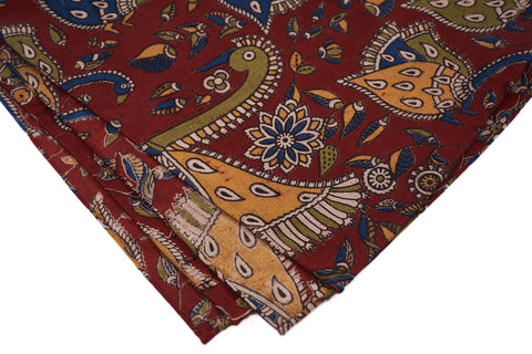 Red Peacocks Block Print Neckerchief