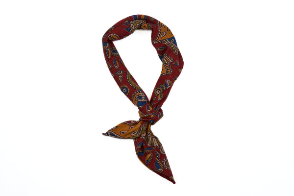 Red Peacocks Block Print Neckerchief