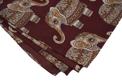 Mahogany Elephants Block Print Neckerchief