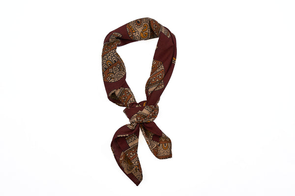 Mahogany Elephants Block Print Neckerchief