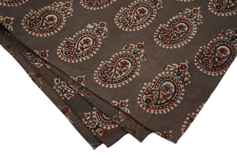 Taupe Paisley Block Print Neckerchief