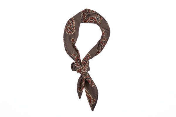Taupe Paisley Block Print Neckerchief