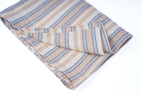 Scarf: Khaki Stripes Cotton Crepe
