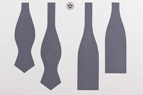 Grey-White Printed Dots Bow Tie