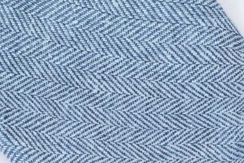 Blue Silk Linen Herringbone Bow Tie