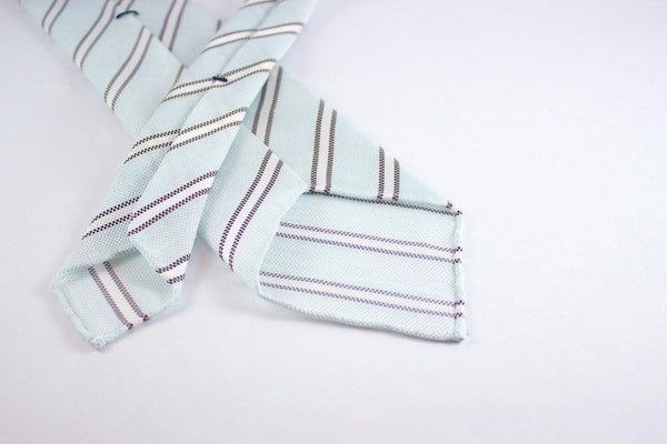 Pale Blue-Brown Stripes in Silk Linen
