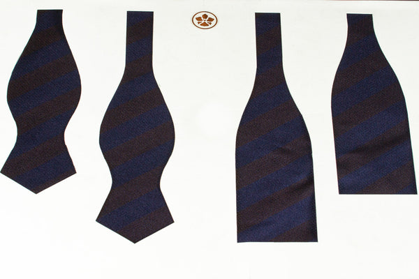Navy-Brown Block Stripes Bow Tie