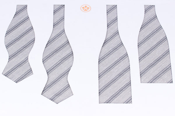 Light Tan-Grey Raw Silk Bow Tie