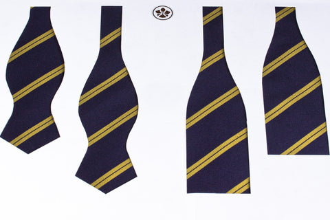 Navy-Yellow Double Bar Repp Bow Tie