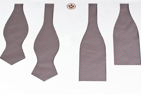 Burgundy-Navy Shepherd's Check Bow Tie