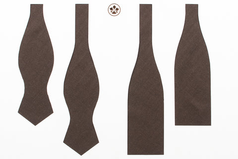 Undyed Escorial Chocolate Herringbone Bow Tie
