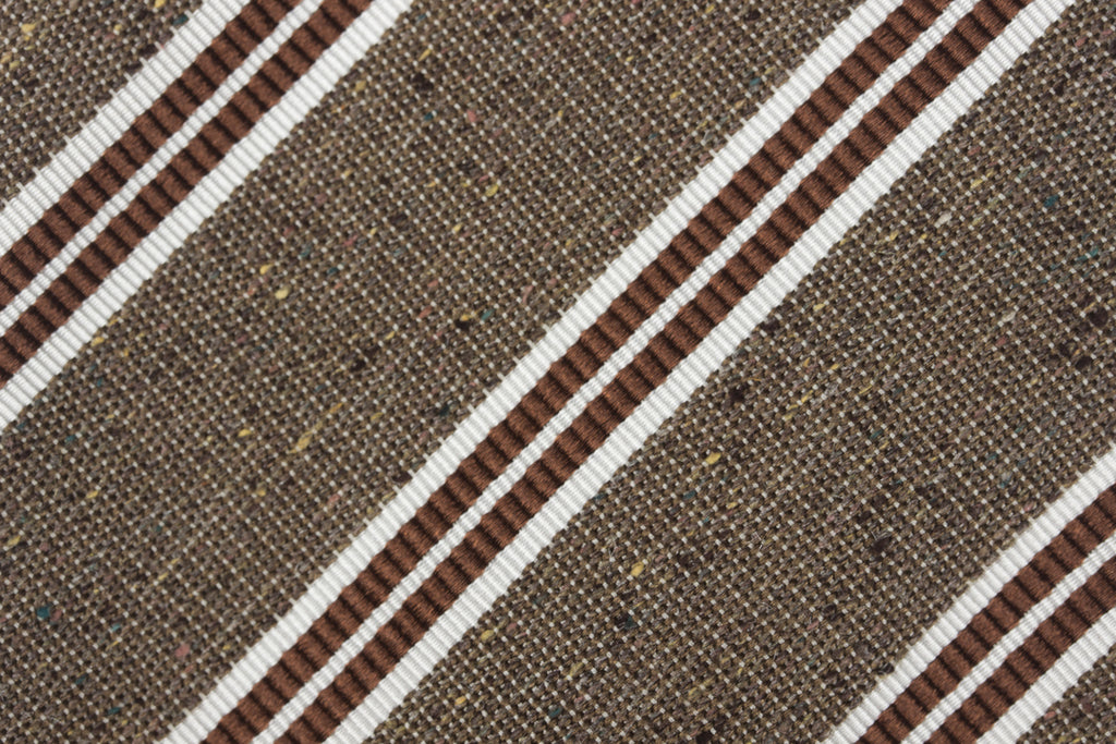 Tan-Rust Double Bar Silk Cotton Bow Tie