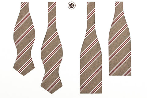 Tan-Rust Double Bar Silk Cotton Bow Tie