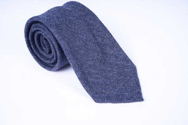 Blue Herringbone Wool Cashmere