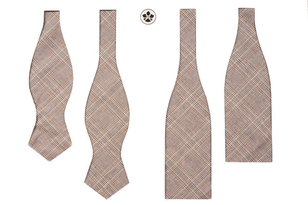 Acorn Brown Glenplaid Linen Bow Tie