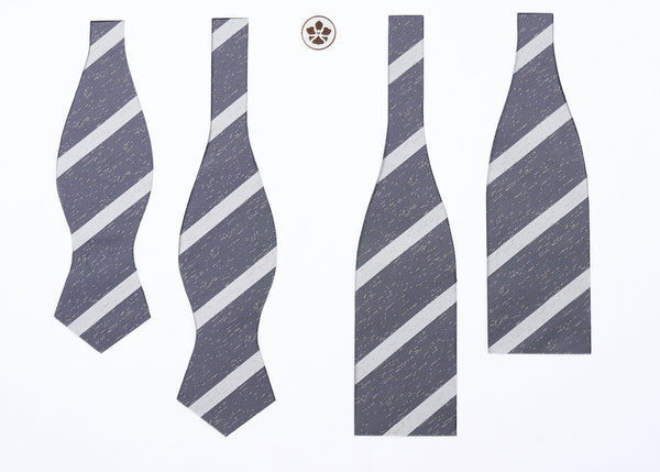 Greyish Blue Vintage Stripes Bow Tie