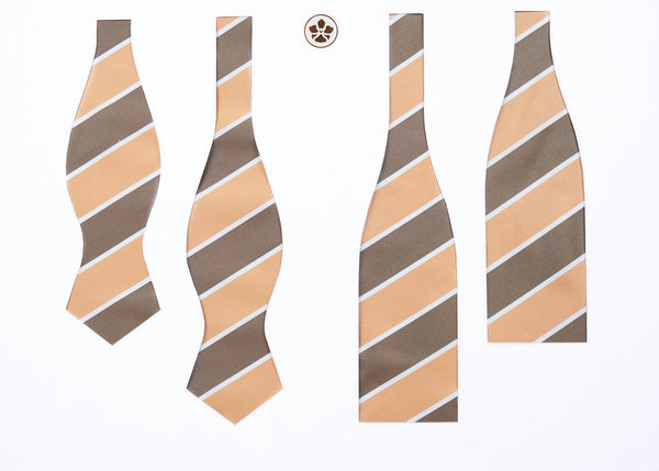 Pale Orange-Brown Block Stripes Bow Tie