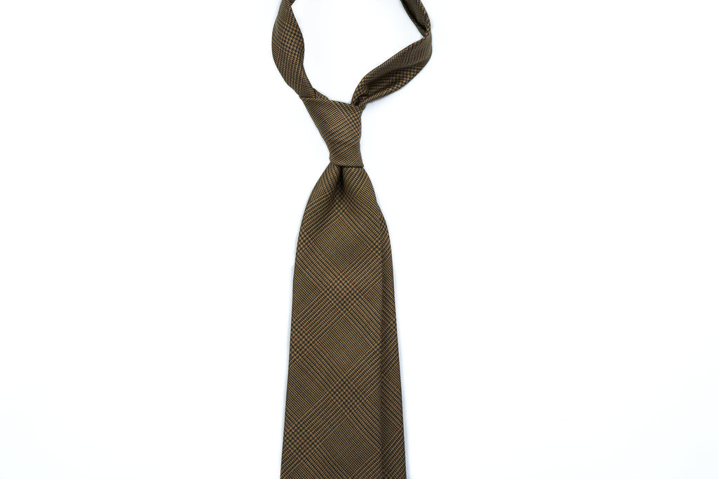 Brown-Teal Glencheck Wool Unlined Six Fold Necktie – Vanda Fine