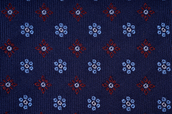 Navy with Red Flowers