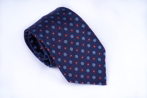 Navy with Red Flowers