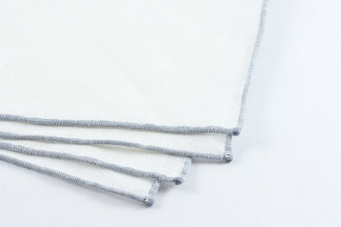 White Linen with Grey Border
