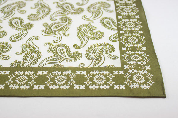 Olive Paisley in Cotton Silk