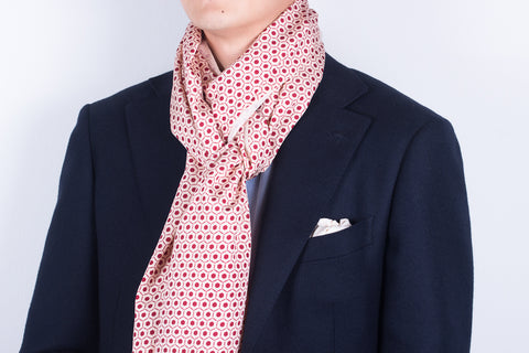 Scarf: Red-Cream Honeycombs