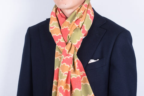 Scarf: Green-Red-Mustard Clouds