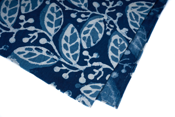 Blue Leaf Block Print Neckerchief