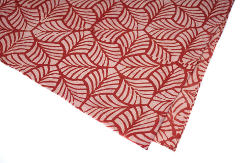Red Leaf Block Print Neckerchief