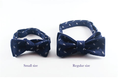 Tan with Steel Blue Houndstooth Bow Tie